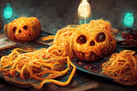 Halloween Spaghetti, Scary Halloween Food, Scary Food, Show Character, Lo Mein Noodles, Coining, Spaghetti Casserole, Fancy Restaurants, Halloween Horror Movies