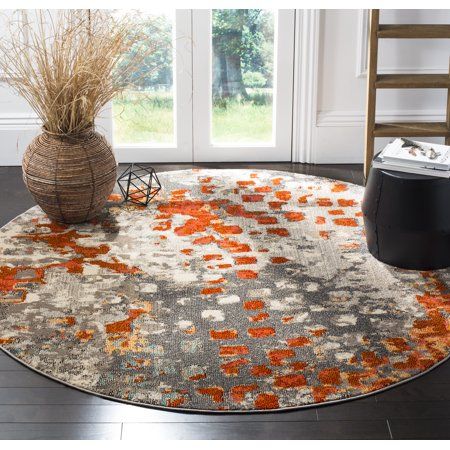 Safavieh Monaco Driskoll Abstract Area Rug or Runner Watercolor Rug, Dark Grey Background, Colour Combos, Chic Rug, Orange Rug, Orange Area Rug, Classic Rugs, Round Area Rugs, Orange Rugs