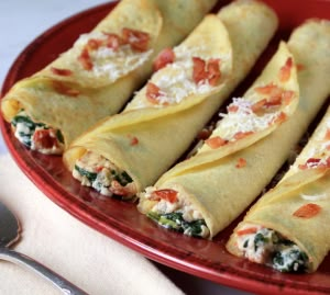 Spinach Ricotta Bacon Crepes Spinach And Ricotta Crepes, Spinach Crepes Filling, Bacon Crepes, Gf Crepes, Ricotta Crepes, Spinach Crepes, Savoury Crepes, Crepe Filling, Savory Crepe