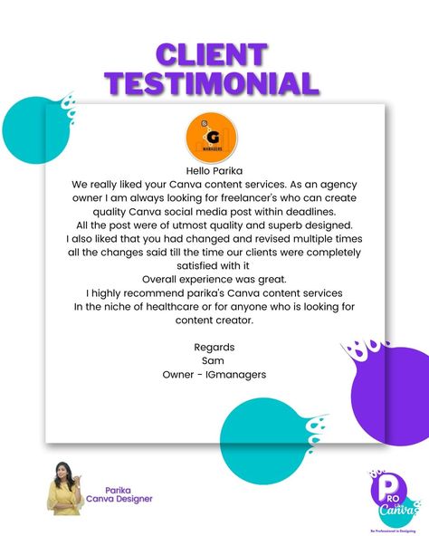 #happyclients #testimonial #feedback #review #clienttestimonial #freelancer #ParikaCanvaDesigner #ParikaSocialMediaMangager #ParikaDigitalMarketingforDoctors #marketingdigital #marketing #canvadesigner #graphicfesigning Contact or DM for more information about best quote for your business. Follow me to know more about Canva & Social Media and Branding: @ProlikeCanva Join me on this journey @ProlikecCanva Let's grow together ! #ProlikeCanva #ProlikeCanvaWithParika #AllAboutCanvawithPa Pinterest Marketing Manager, Design Tricks, Canva Social Media, Digital Media Marketing, Grow Together, Marketing Manager, Ux Ui, Business Goals, Small Business Owner