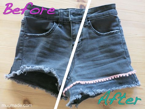 Jeans Diy Upcycle, Making Jean Shorts, How To Make A Skirt, Diy Fashion Projects, How To Make Skirt, Diy Shorts, Beginner Sewing Projects Easy, Recycle Jeans, Jeans Diy