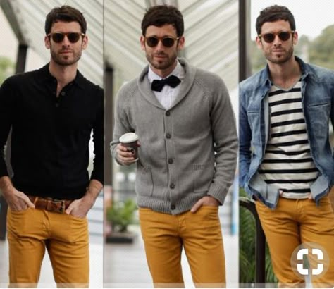 Mustard Pants Outfit, Yellow Pants Outfit, Chinos Men Outfit, Brown Pants Men, Mustard Outfits, Brown Pants Outfit, Mustard Pants, Gq Mens Style, Pants Outfit Men