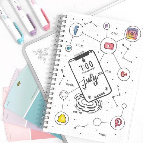 technology social media bullet journal spread layout idea Stylo Art, Technology Social Media, Bullet Journel, Bullet Journal 2019, Bullet Journal Notes, Bullet Journal Mood, Diary Ideas, Bullet Journal Themes, Bullet Journal Art