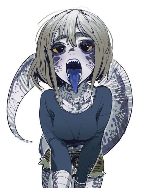 Lamia Anime, Horror Female, Anime Snake, List Of Anime, Lizard Girl, Anime Alien, Anime Horror, Female Monster, Monster Girl Encyclopedia