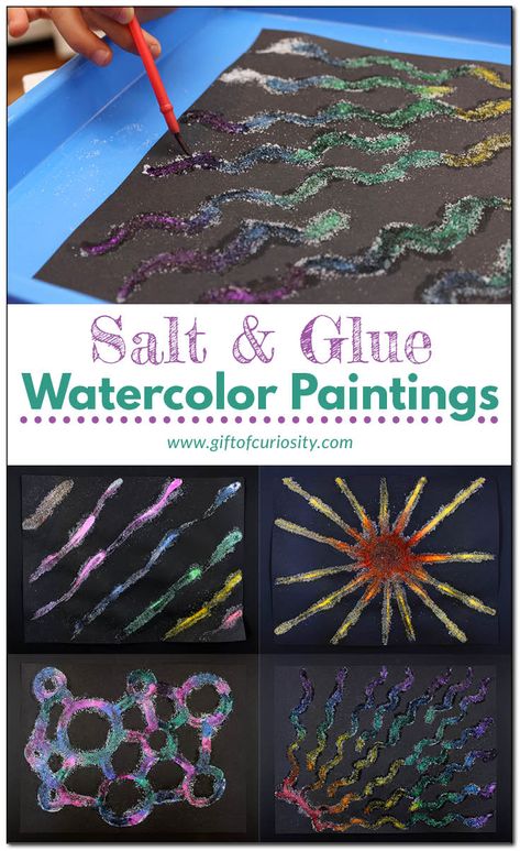 Water Process Art Preschool, Glue Activity For Preschool, Process Art Painting, Glue Art For Kids, Sensory Art Preschool, Preschool Glue Table, Watercolor Preschool, Animal Process Art Preschool, Watercolor Process Art