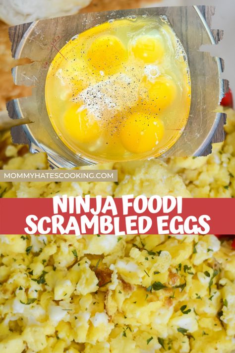 Ninja Foodie Eggs, Ninja Foodi Egg Recipes, Ninja Foodi Eggs, Air Fryer Scrambled Eggs, Eggs In Ninja Foodi, Eggs Air Fryer, Breakfest Ideas, Grill Breakfast, Eggs In A Basket