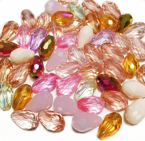 Amazon.com: Honkoolly 100pcs Teardrop Crystal Glass Beads 6x8mm Vertical Hole Faceted Glass Teardrop Spacer Beads for Bracelets Necklace Earring DIY Jewelry Making Craft(Pink Series) Beads For Bracelets, Faceted Glass, Amazon Art, Sewing Stores, Diy Earrings, Diy Jewelry Making, Jewelry Making Beads, Spacer Beads, Crafts Sewing