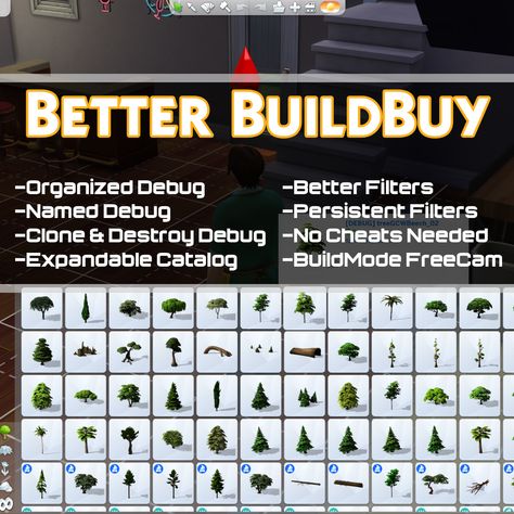 Better BuildBuy: Organized Debug - The Sims 4 Mods - CurseForge Sims 4 Add Ons, Sims 4 Base Game Outfits Ideas, Sims 4 Skills, Sims Gameplay, Sims 4 Cheats, Sims Characters, Cc Mods, Sims 4 Game Mods, Sims Wallpaper