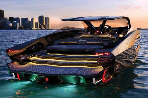 The Yacht Inspired by a Supercar: Meet the first Lamborghini boat for sale First Lamborghini, Cavo Tagoo Mykonos, Jet Privé, Sport Yacht, Guest Cabin, Super Sport Cars, Lamborghini Cars, Conor Mcgregor, Yacht Boat