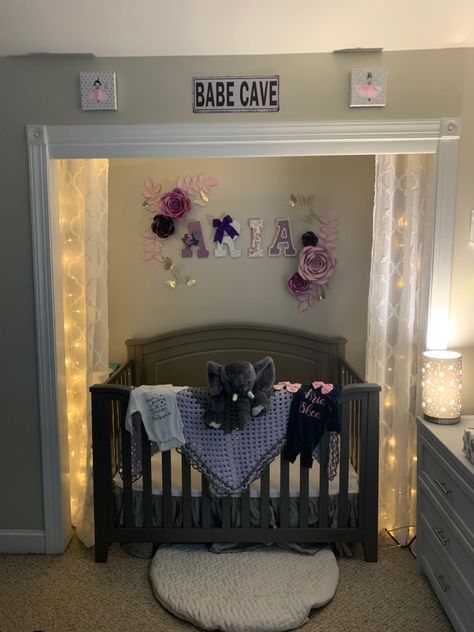 Nook Nursery Ideas, Crib Closet Nursery, Closet Crib Nursery, Crib In The Closet, Crib In Center Of Room, Turning Closet Into Nursery, Crib In Parents Room Small Spaces, Closet Crib Ideas, Bed Side Nursery Ideas