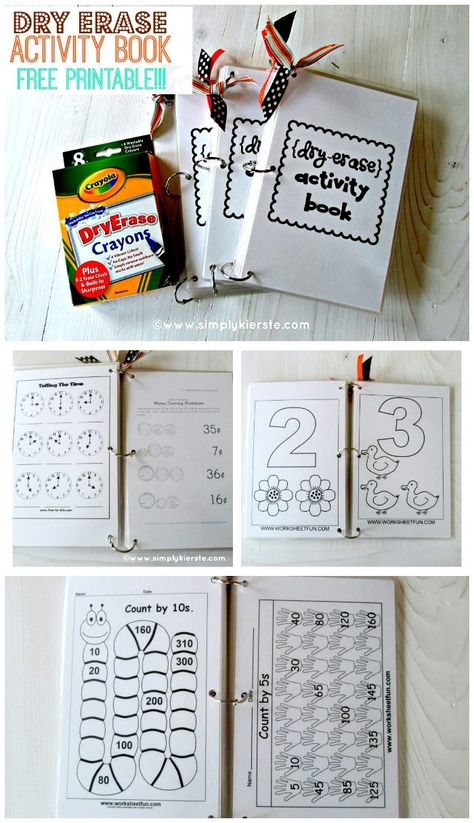 Dry Erase Activity Book...Free printable!  Perfect for travel, church, home, and more! simplykierste.com Toddler Lessons, Kingdom Hall, Road Trip Activities, Quiet Activities, Class Room, Quiet Books, Book For Kids, Travel Activities, Toddler Learning