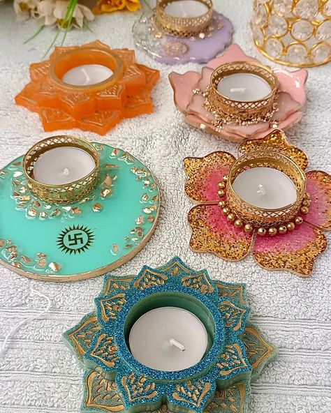 On this diwali Decorate your home with these beautiful Diya holders🎇 DM to order Resin Diya Diwali, Resin Diya Holders, Diya Diwali, Diwali Ideas, Resin Inspiration, Baby Sketch, Diwali Decoration Items, Resin Work, Diwali Diya