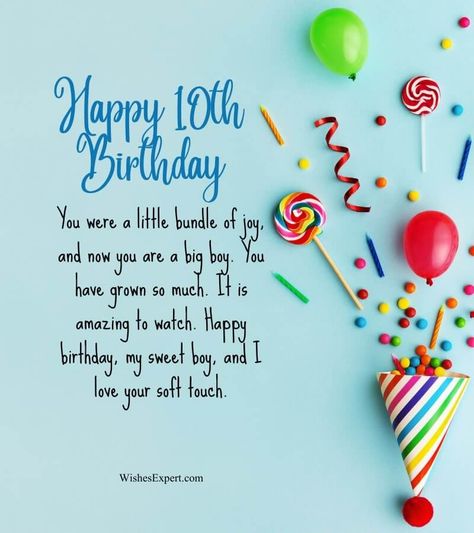 10th Birthday Quotes Son, Happy 10th Birthday Son, Happy 10th Birthday Boy, Happy Birthday Card Messages, Cute Wishes, Cute Birthday Messages, Daughter Message, Happy Birthday Quotes For Daughter, Birthday Grandson