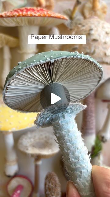 Ann Wood @Woodlucker/paper art on Instagram: "PAPER Mushrooms… third new handmade creation of 2024. It wasn’t until I started making paper mushrooms and exploring all of their various forms, I learned about blue toned varieties. #woodlucker #annwood #paper #paperartist #paperart #imadethis #handmade #reels #reelsinstagram #explorepage #viralvideos #viral #viralreels #mushrooms #mushroomsofinstagram #mushroomart #cottagecore #cottagecoreaesthetic #ilovemushrooms #betterhomesandgardens #worldofinteriors #paperflowers #paperflower Have you seen blue mushrooms?" Tissue Paper Mushrooms, Crepe Paper Mushrooms, Paper Mushrooms Diy, Paper Mushrooms, Mushroom Things, Mushroom Stuff, Blue Mushrooms, Diy Mushroom, Crepe Flowers