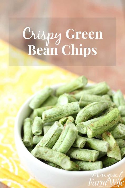 Green Bean Chips, Green Beans Chips, Dehydrated Green Beans, Healthy Crunchy Snacks, Crispy Green Beans, Bean Chips, Diy Healthy Snacks, Bean Snacks, Veggie Chips