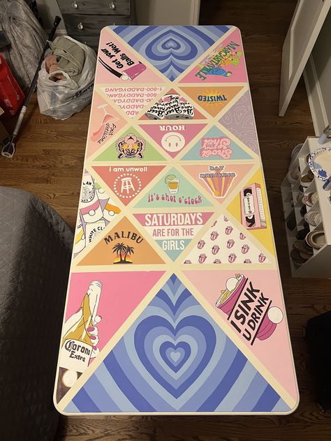 Pink Pong Table Painted, Taylor Swift Pong Table, College Ping Pong Table Painted, Decorated Pong Table, Aesthetic Pong Table, Girly Pong Table, Painted Pong Table College, Cute Beer Pong Table, Pink Pong Table