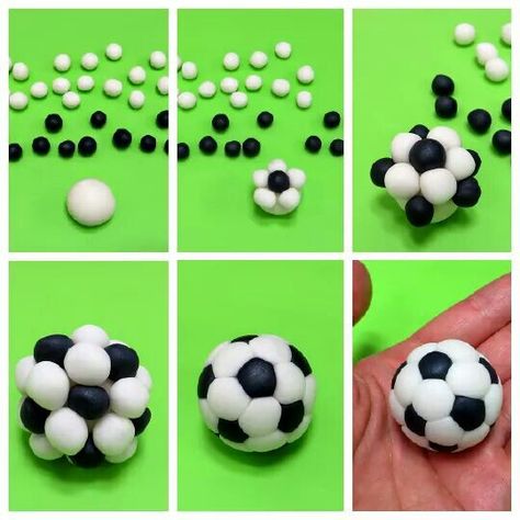 Futbalova lopta … Kue Fondant, Cercei Din Lut Polimeric, Soccer Ball Cake, Soccer Cake, Sport Cakes, Torte Cupcake, Fondant Cake Toppers, Fondant Tutorial, Fondant Decorations