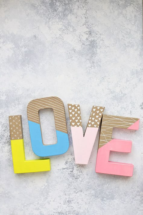 Painting On Letters Wood, Painting Wood Letters, Decorating Wooden Letters, Wood Letters On Wall, Painting Letters Ideas, Crepe Paper Wisteria, Wall Letters Decor, Letter Painting Ideas, Painted Letters Diy