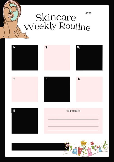 Plan out your skincare for the week to make it less of a hassle. Planning also helps avoid mixing ingredients which do not work well together. Skincare Weekly Planner, Doing Skincare, Beauty Planner, Weekly Routine, Study Planner, Better Together, Weekly Planner, Make It, How To Plan