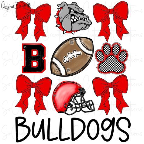 Dorm Room Paintings, Bulldog Football, Bulldog Clipart, Bulldog Decor, Ga Bulldogs, Graphic Overlay, Bulldogs Football, Coquette Bows, Cute Shirt Designs