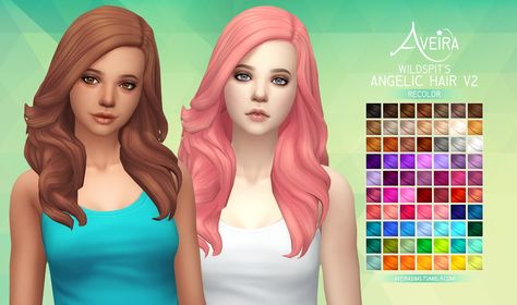 Aveira Sims 4: Wildspit’s Angelic Hair V2 - Recolor  - Sims 4 Hairs - http://sims4hairs.com/aveira-sims-4-wildspits-angelic-hair-v2-recolor/ Angelic Hair, Pelo Sims, Sims 4 Mm Cc, Sims 4 Characters, Sims 4 Mm, Sims 4 Toddler, The Sims 4 Download, Sims Hair, Sims 4 Cas