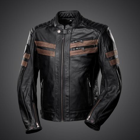 Our Cool leather jacket has undergone a design evolution. Vintage-inspired black motorbike jacket is better than ever! Men's Classic Leather Jacket with brown stripes. Mens Motorcycle Jackets, Mens Leather Jacket, Bike Leathers, Leather Jackets Online, Bike Jacket, Motorcycle Leather Jacket, Motorbike Jackets, Classic Leather Jacket, Best Leather Jackets