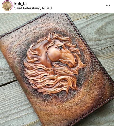 Horse Tooling Pattern, Horse Leather Carving, Hand Tooled Leather Portfolio, Leather Tooled Portfolio, Leather Patterns Templates, Luxury Hand Tooled Brown Wallets, Leather Tutorial, Leather Book Covers, Pyrography Patterns