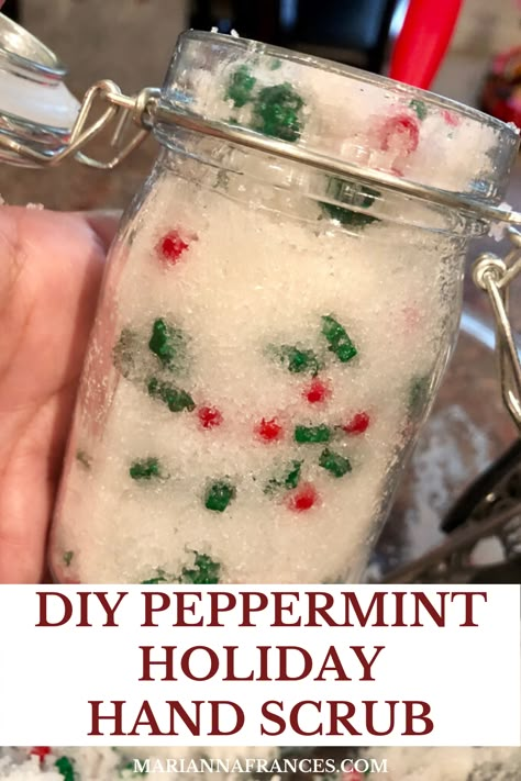 Cheap Diy Christmas Gifts For Coworkers Cute Ideas, Diy Craft Ideas To Sell, Peppermint Hand Scrub Diy, Bath And Body Christmas Gift Ideas, Christmas Hand Scrub, Hand Crafted Gifts Ideas, Christmas Things To Sell, Christmas Soap Diy, Christmas Soap Recipes