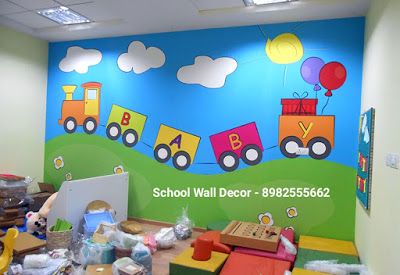 PLAY SCHOOL WALL PAINTING,Nursery School Wall Painting Artist,School Cartoon Painting Works: School Cartoon Wall Painting,School Wall Paintings... Classroom Walls Paint, Play School Wall Painting, School Wall Art Ideas, Painting Themes, School Wall Painting, School Wall Decoration, Playroom Mural, Cartoon Wall Painting, Nursery Wall Painting