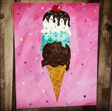 Looking for idea to draw on your canvas? Here is an idea! Created by Kylie Selucky! Ice Cream Cone Drawing, Ice Cream Painting, Cupcake Painting, Kids Canvas Art, Easy Canvas, Summer Painting, Kids Canvas, Easy Canvas Painting, Acrylic Painting Tutorials