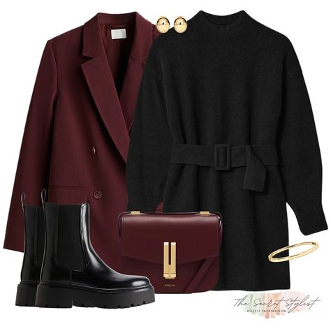 Styling the black belted knit dress we all know and love, that you can save 15% off today! I’ve kept it casual, but elevated with the burgundy blazer and flat black ankle boots (which also have the 15% off today) 🖤 Comment LINKS to receive the outfit links directly 🙌🏼 Or SHOP the outfit in the September highlight or via my LTK SHOP - The Secret Stylist #knitdresss #burgundyoutfit #burgundy #blazeroutfit #blazer #andotherstories #knitteddress #outfitoftheday #ootdinspo #demellier #womensfas... Burgundy Ankle Boots Outfit, Belt Over Blazer, Burgundy Blazer Outfit Woman, Burgundy Outfits For Women, Ankle Boots Outfit For Women, Flat Black Ankle Boots, Burgundy Blazer Outfit, Burgundy Outfit Ideas, Burgandy Blazer