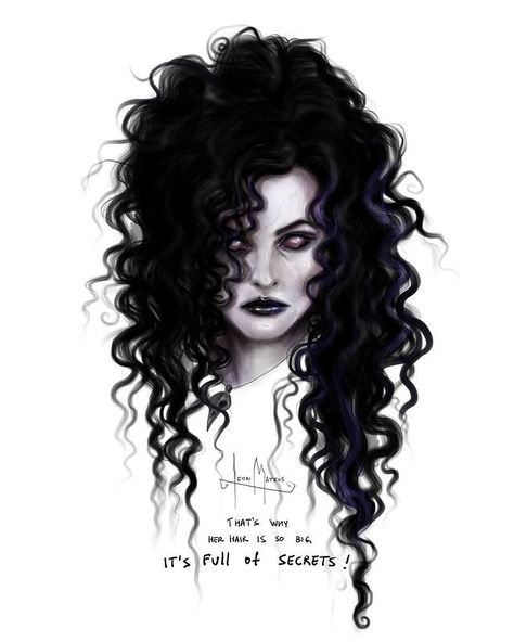 Leon Mateus | Horror Art | Bellatrix Lestrange I love painting Helena Bonham Carter so much. Bellatrix Lestrange is one of those villains we all love to hate. She… | Instagram Bellatrix Hair, Bellatrix Lestrange Drawing, Bellatrix Lestrange Quotes, Bellatrix Lestrange Hair, Bellatrix Lestrange Tattoo, Bellatrix Lestrange Fanart, Beatrix Lestrange, Ladies Of Horror, Harry Potter Villains