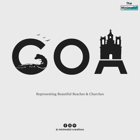 Goa Logo  Representing Beautiful Beaches & Churches!  #goa #india #love #beach #church #travel #sunset #goadiaries #wanderlust #holiday #blogger #logo #logodesign #graphicdesign #graphicdesigner #branding #typography #theminimalistcreations Goa Doodle Art, Goa Logo, Goa Illustration, Goa Poster, Interesting Logos, Goa Aesthetic, Backgrounds Tumblr Pastel, Minimalist Tshirt Design, World Map Outline