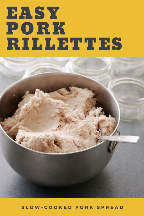 Easy Pork Rillettes (Slow-Cooked Pork Spread) Recipe | Rillettes are an entertainer's godsend. They're cheap, they're delicious, and they sound fancy. Most importantly, they seem like the kind of thing that takes a lot of skill and training to make, and yet nothing could be further from the truth.   #holidays #christmas #christmasrecipes #christmasinspo #seriouseats #recipes Pork Rillettes Recipe, Rillettes Recipe, Confit Recipes, Cooking Channel Recipes, Pate Recipes, Slow Cooked Pork, Carnivore Diet, Easy Pork, Spread Recipes