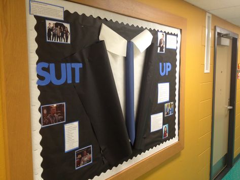 Suit Up! How I Met Your Mother themed ED Board about business attire. I'd do this board as a career help thing. Up Bulletin Board, March Bulletin Board, College Events, College Bulletin Boards, Ra Bulletins, Ra Boards, Ra Bulletin Boards, Bulletin Board Design, Res Life