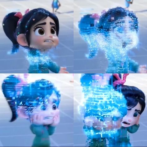 She always glitches when she's stressed etc. Glitch Powers, Vanellope Glitch, Army Dreamers, Gaming Artwork, Glitch Gif, Inktober 2023, Dr World, Vanellope Von Schweetz, Gif Disney