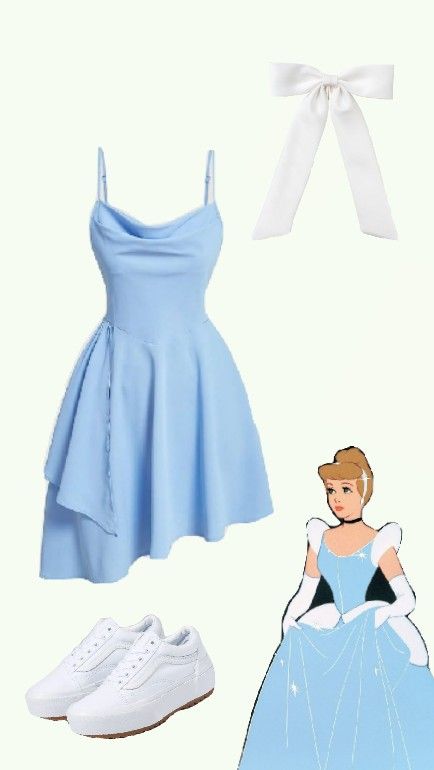 #Disney #princess #FYP Simple Disney Princess Costumes, Casual Princess Costume, Homemade Cinderella Costumes, Disney Princess Teen Costume, Sleeveless Princess Dress Costume, Cinderella Outfit Ideas, Disney Bound Outfits Princess, Elsa Disneybound, Cinderella Dress Costume