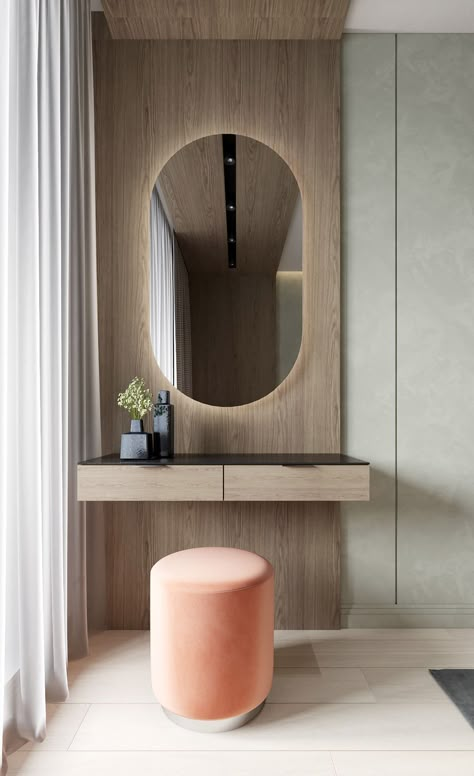 Hotel Room Decoration, Vstupná Hala, Dressing Table Design, Mirror On The Wall, Interior Modern, Cheap Home Decor, Home Decor Tips, Dressing Table, 인테리어 디자인