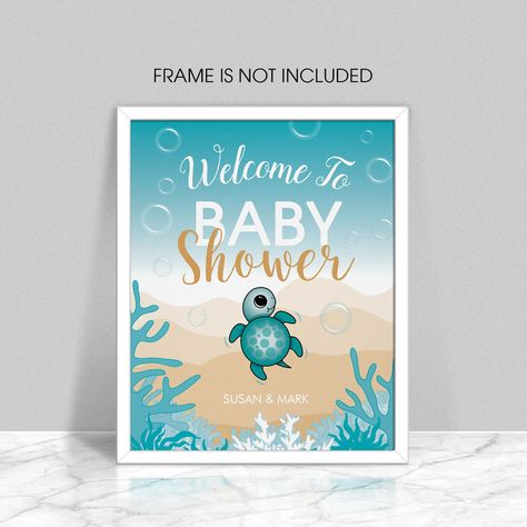 Sea turtle theme Baby Shower Welcome Sign - sea turtle party gifts Sea Turtle Party, Turtle Theme, Turtle Party, Fiesta Baby Shower, Shower Welcome Sign, Baby Shower Welcome Sign, Create Sign, Baby Shower Themes, Sea Turtle