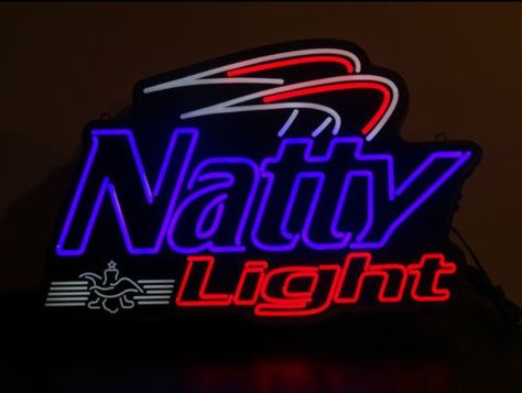 Natty Light opti neon sign for man cave! Sae Cooler, Natty Light, Rec Rooms, Can Coolers, Rec Room, S Jewelry, She Shed, Drinking Beer, 21st Birthday