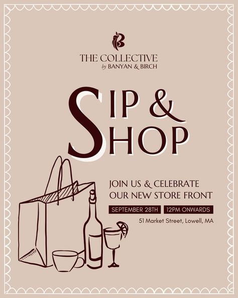 We are hosting a Sip & Shop to celebrate our New Storefront and we want you there! 🥂 Come explore our refreshed fall & winter collection, featuring curated, handcrafted home, lifestyle, and art products. Sip, shop, and celebrate with us in Lowell this September! 📍 Where: 51 Market Street, Lowell, MA 🗓 When: September 28th ⏰ Time: 12 PM onwards #LowellSipAndShop #HandcraftedGoods #LowellEvents [fall home decor, fall shopping, Lowell events, handcrafted products, sip and shop events] Sip And Shop, September 28th, Home Decor Fall, Fall Winter Collection, 12 Pm, Market Street, September 28, Fall Home, Art Products