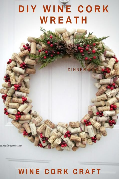 Make a DIY Christmas wine cork wreath for an awesome project for cork crafts or wine cork ideas. Simple steps on how to make a cork wreath. #WineCorkWreath #ChristmasWineCorkWreath #CorkCrafts #WineCorkIdeas #CorkWreath #HowToMakeACorkWreath #MyTurnforUs Wine Cork Crafts Christmas, Cork Diy Projects, Cork Crafts Christmas, Wine Cork Wreath, Wine Cork Ideas, Cork Wreath, Wine Cork Ornaments, Wine Cork Diy Crafts, Wine Cork Projects