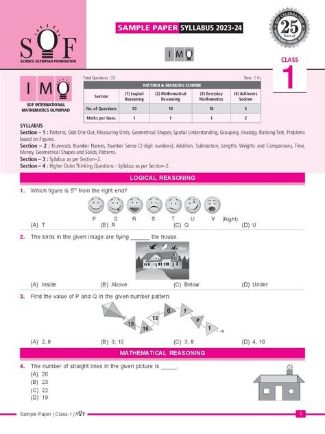 Imo Class 1 Paper, Maths Olympiad Class 1, Olympiad Exam Class 1 Maths, English Olympiad Class 1, Class 1 English, Class 1 Maths, Olympiad Exam, Mental Maths, Sample Question Paper