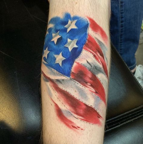 America Flag Tattoo, American Flag Tattoos, Flag Tattoos, Flag Tattoo, Tattoo Portfolio, America Flag, Color Tattoo, Future Tattoos, Traditional Tattoo