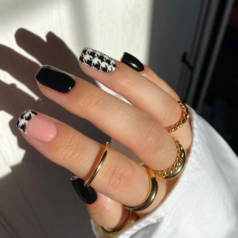 Houndstooth Nails, Anna Grace, Nail Photos, Gorgeous Nails, Nail Tech, Swag Nails, Christmas Nails, Jet Black, Treat Yourself