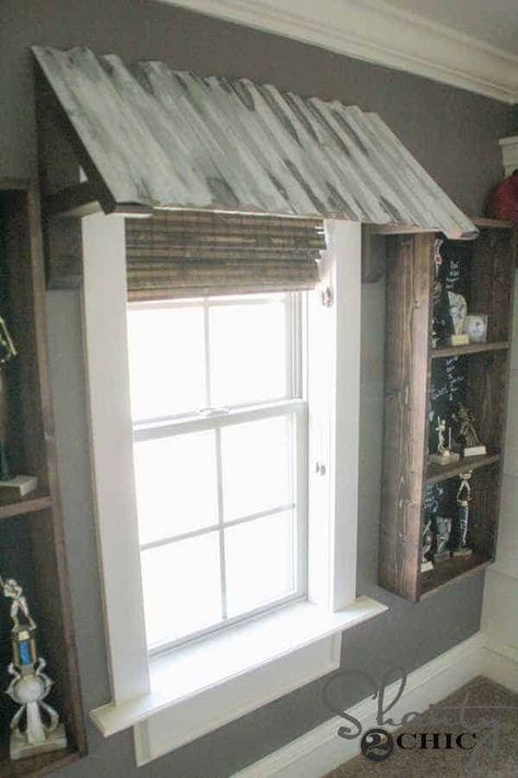 Kitchen Sink Wall Decor, Rustic Remodel, Kitchen Sink Diy, Diy Awning, House Awnings, Metal Awning, Rustic Metal Decor, Home Bar Rooms, Door Awnings