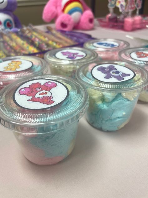 Care Bear Centerpiece Ideas, Care Bears Treat Table, Carebear 1st Birthday Outfit, Care Bears Dessert Table, Care Bear Food Ideas, Care Bear Backdrop Ideas, Carebear Party Favors, Care Bear Party Treats, Care Bears Candy Table