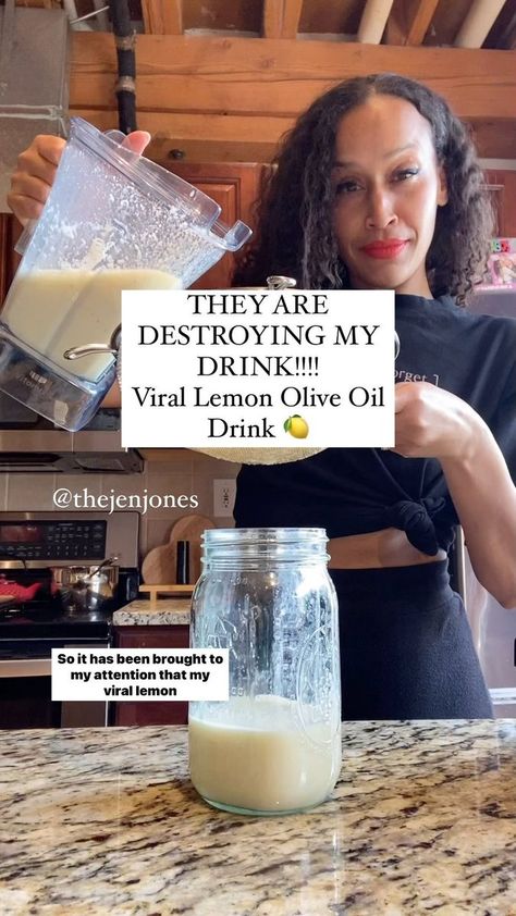 Stop ruining this drink!!!! 🗣️🗣️🗣️🤣 This has now become a cute Lemonade…what???!!! No!!! Please pay attention to the recipe and only drink 4 ounces a day, once or twice a day….so 8 ounces a day tops! Not sure why “creators” are sharing this and telling people to put any cinnamon in the drink and also drinking huge amounts? Please do your research and only listen to Jen Jones 👀😂 Glowing skin by @nevell_skin Coffee Oil! The only moisturizer I use! Link in bio nevellskin.com Love my shirt??! Health Shots, Healthy Lemonade, Jen Jones, Coffee Oil, Healthy Juicer Recipes, Lemon Drink, Lemon Olive Oil, Smoothie Drink Recipes, Juicer Recipes