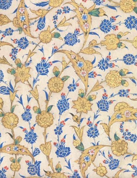 Oriental floral design from the tughra (insignia) of Turkish sultan Süleiman the Magnificent of the Ottoman Empire. #sultan, #turkish, #ottoman, #gold, #royalblue, #floraldesign, #floralpattern, #antique, #oriental Turkish Architecture Ottoman Empire, Turkish Art Ottoman Empire, Turkish Art Pattern, Turkish Landscape, Turkish Prints, Ottoman Empire Aesthetic, Turkey Tattoo, Ottoman Empire Art, Turkish Clothes