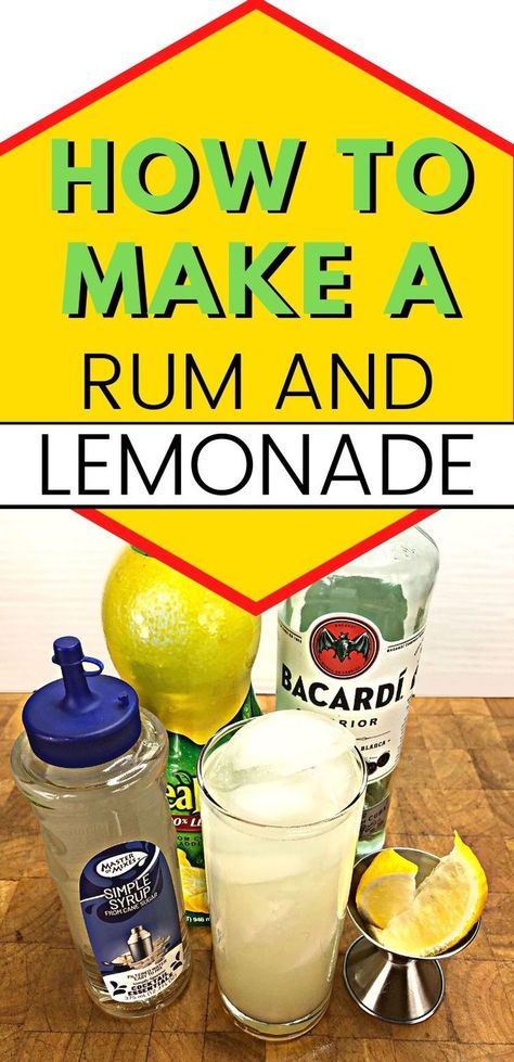 Rum And Lemonade Drinks, Rum Lemonade Cocktails, Club Soda Drinks, Best Rum Drinks, Rum Lemonade, Adult Lemonade, Rum And Lemonade, Rum Mixed Drinks, Easy Cocktail Recipes